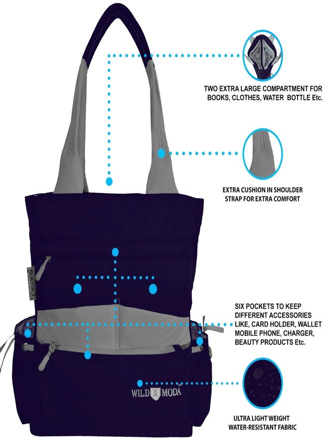 WILD MODA Multipurpose Tote and Shoulder Bag for Womens & girls (Blue & Grey) - Image 5